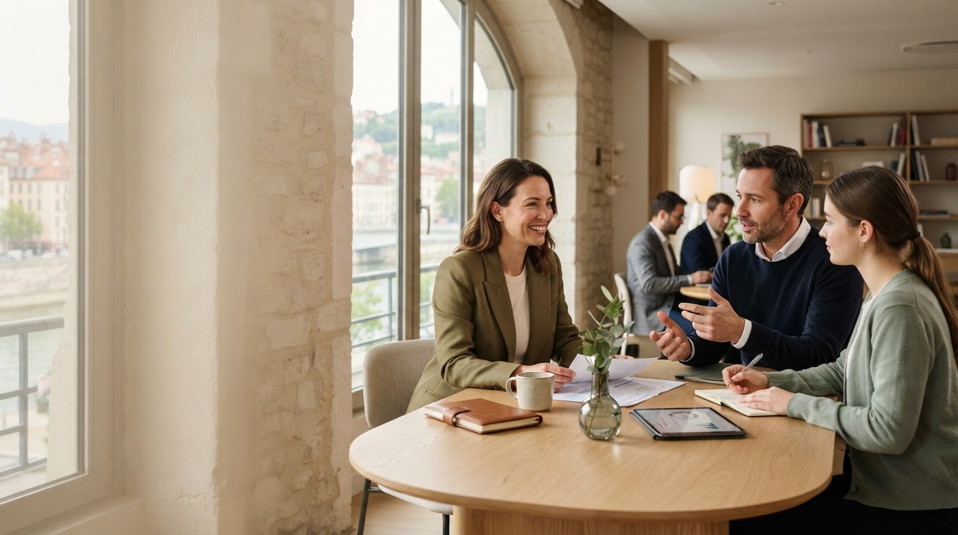 Tervane Calyven — professionnel consultant son tableau de bord d'investissement sur une tablette